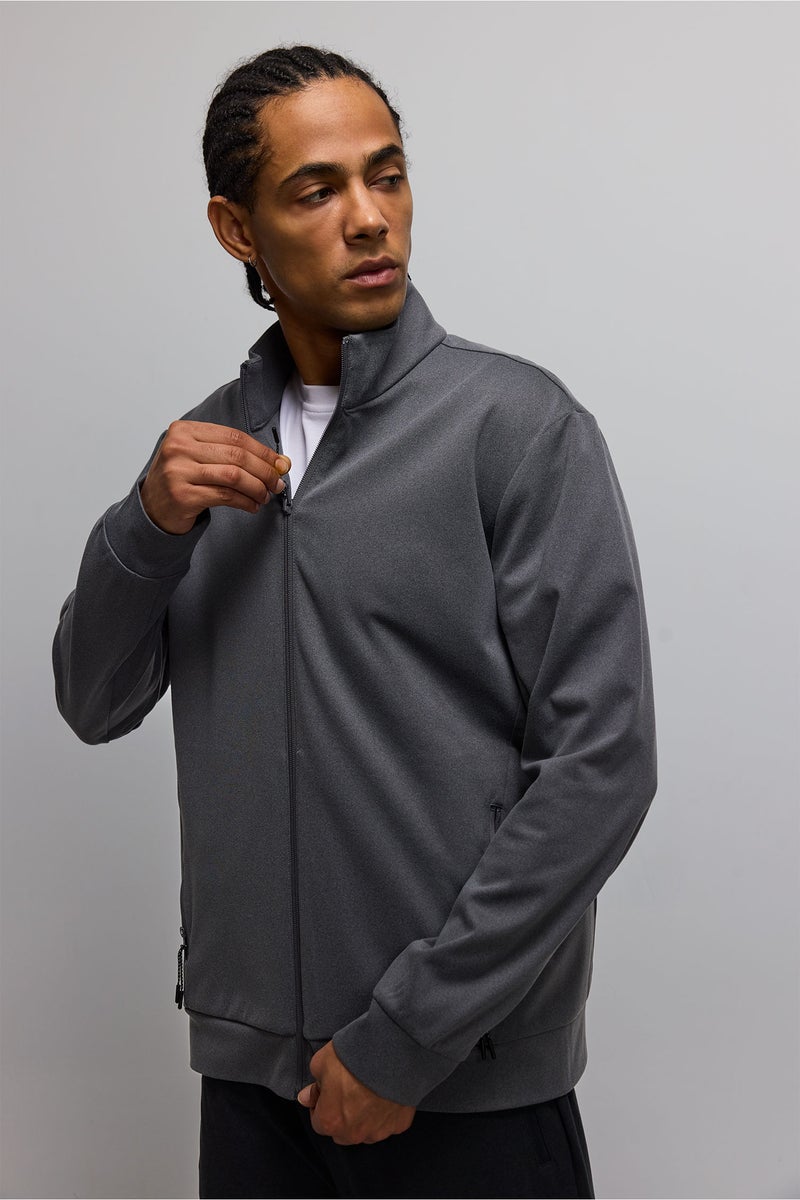 DeFacto Grey Man Standard Fit High Neck Cardigan Casual - Image 3